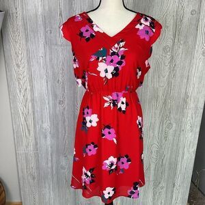 41Hawthorn Midnight Scallop Detail Dress Red and Pink Open Back Size Large